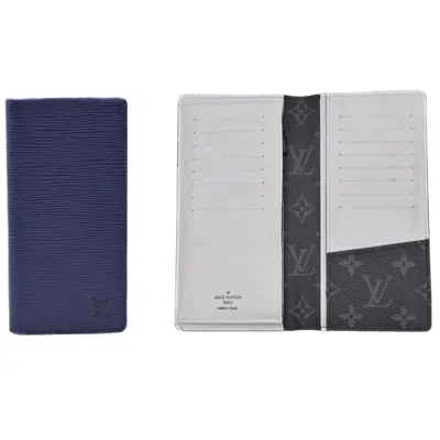 Pre-owned Louis Vuitton Blue White Epi Leather Long Wallet (bi-fold) () In Multi
