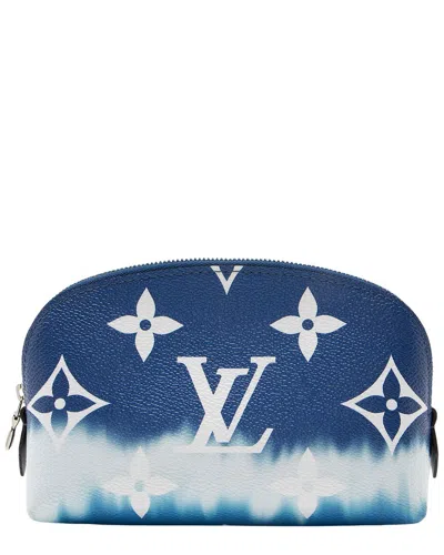 Pre-owned Louis Vuitton Blue, White Giant Monogram Coated Canvas Escale Cosmetic Pouch  (authentic Pre-loved)