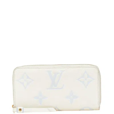 Pre-owned Louis Vuitton Blue White Leather Long Wallet (bi-fold) () In Multi