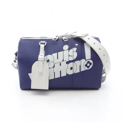 Pre-owned Louis Vuitton Blue White Leather Shoulder Bag ()