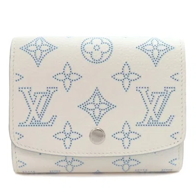 Pre-owned Louis Vuitton Blue White Mahina Leather Wallet (bi-fold) () In Multi