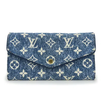 Pre-owned Louis Vuitton Blue White Monogram Long Wallet (bi-fold) () In Multi