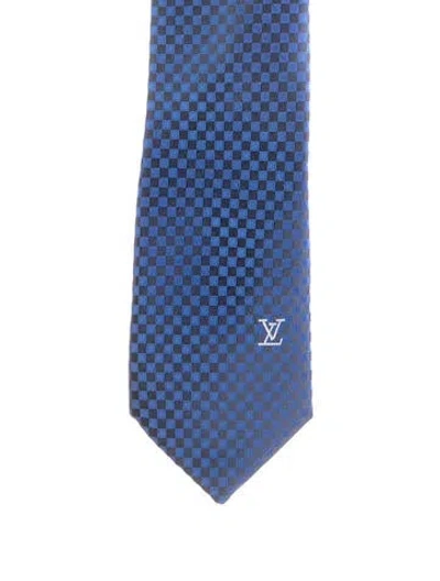 Pre-owned Louis Vuitton Blue With Pattern Print Silk Tie