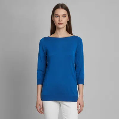 Pre-owned Louis Vuitton Blue/black Wool Knit Boatneck Blouse S