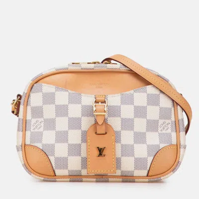 Pre-owned Louis Vuitton Blue/white Damier Azur Mini Deauville