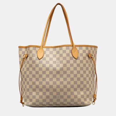 Pre-owned Louis Vuitton Bluewhite Damier Azur Neverfull Mm