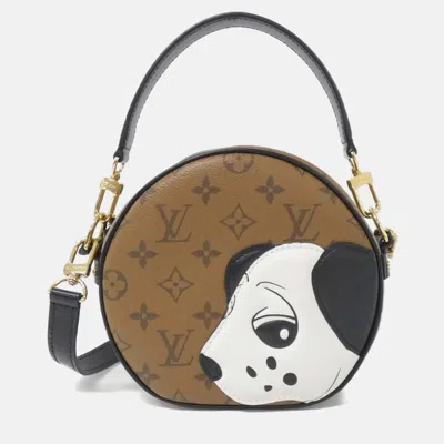 Pre-owned Louis Vuitton Boîte Chapeau Souple Animogram Dalmatian Monogram Reverse Canvas Shoulder Bag In Brown