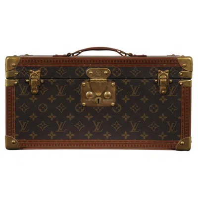 Pre-owned Louis Vuitton Boite Vanity Trunk Train Case Lv Logo Brown Tan Monogram