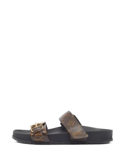 Pre-owned Louis Vuitton Bom Dia Monogram Canvas Slides In Brown