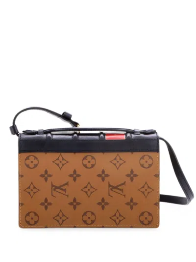 Pre-owned Louis Vuitton Book Chain Wallet Reverse Monogram Canvas Satchel In Black