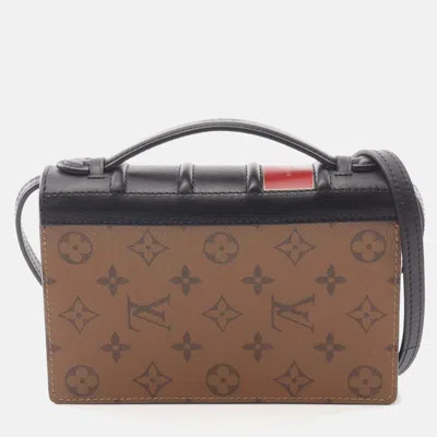 Pre-owned Louis Vuitton Book Wallet On Chain Monogram Reverse Shoulder Bag Coated Canvas Leather Brown Black