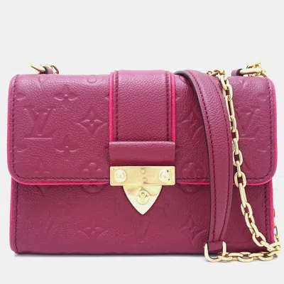 Pre-owned Louis Vuitton Bordeaux Monogram Empreinte Leather Saint Sulpice Pm Shoulder Bag In Purple