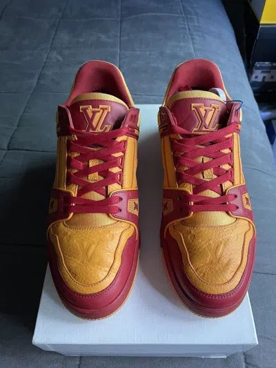 Pre-owned Louis Vuitton Bordeaux Usc Monogram Trainer Sneaker In Red