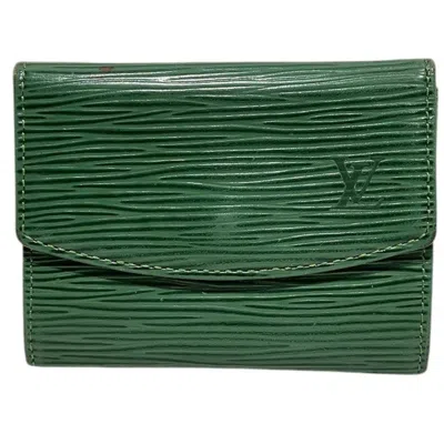 Pre-owned Louis Vuitton Borneo Green Leather Coin Purse/coin Case ()