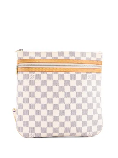 Pre-owned Louis Vuitton Bosphore Pochette Damier Crossbody Bag In White