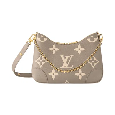 Pre-owned Louis Vuitton Boulogne Pm 'tourterelle Gray/cream Monogram Embossed Empreinte Cowhide Leather' | Tan In Brown