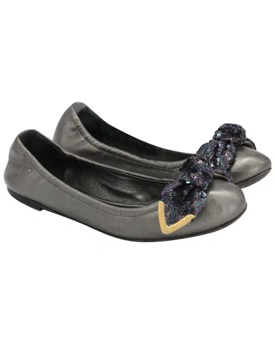 Pre-owned Louis Vuitton Bow Leather Ballerina Flat