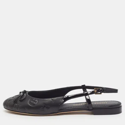 Pre-owned Louis Vuitton Bow Size 38 Black Leather And Patent Leather Slingback Flats