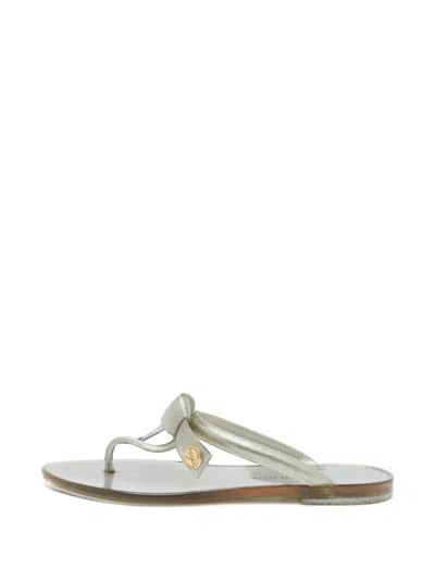 Pre-owned Louis Vuitton Bow-detail Sandals In Silver