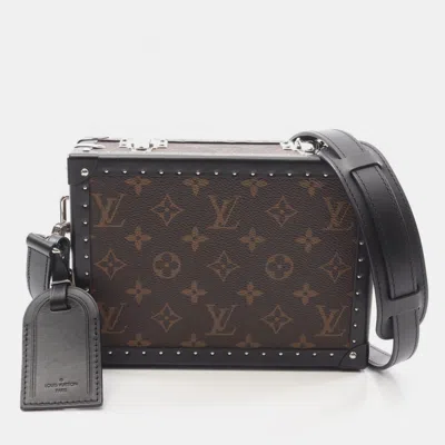 Pre-owned Louis Vuitton Box Brown Monogram Macassar Canvas Clutch Bag In Black
