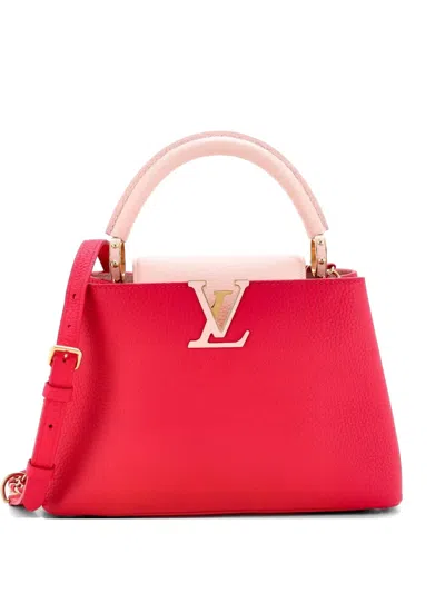 Pre-owned Louis Vuitton Braided Chain Capucines Bag Taurillion Leather Bb Satchel In Pink