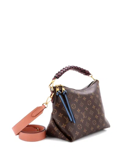 Pre-owned Louis Vuitton Braided Handle Beaubourg Monogram Canvas Mini Hobo Bag In Brown