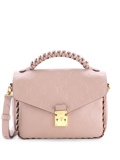 Pre-owned Louis Vuitton Braided Handle Pochette Metis Monogram Empreinte Leather Crossbody Bag In Neutral
