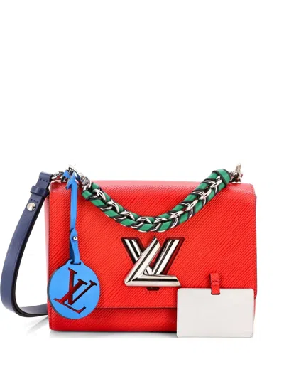 Pre-owned Louis Vuitton Braided Handle Twist Bag Epi Leather Mm Crossbody Bag In Red