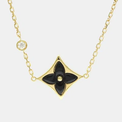 Pre-owned Louis Vuitton Brassle Star Blossom Onyx Diamond Bracelet Yellow Gold 18k Onyx Charm Bracelet Gold Onyx