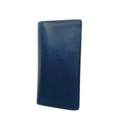 Pre-owned Louis Vuitton Brazza Blue Leather Wallet  ()
