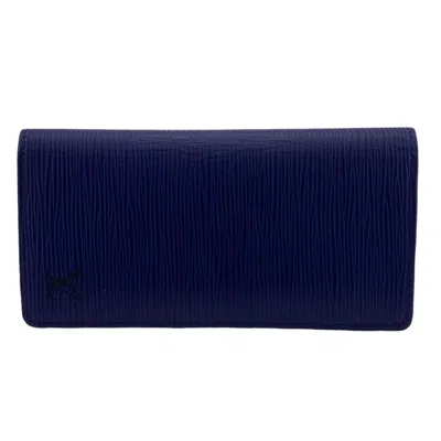 Pre-owned Louis Vuitton Brazza Blue Leather Wallet  ()