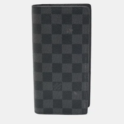 Pre-owned Louis Vuitton Brazza Damier Graphite Canvas Wallet In Black