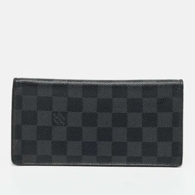 Pre-owned Louis Vuitton Brazza Damier Graphite Canvas Wallet In Black