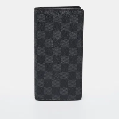 Pre-owned Louis Vuitton Brazza Damier Graphite Canvas Wallet In Black
