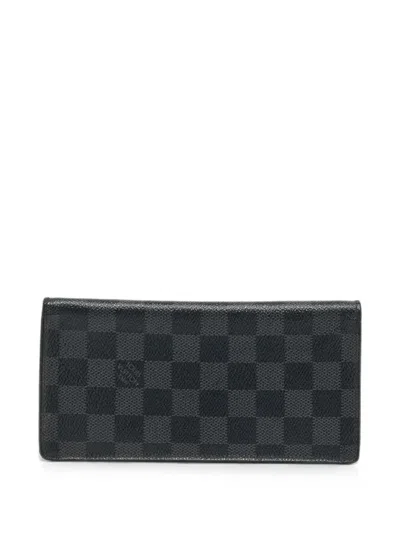 Pre-owned Louis Vuitton Brazza Damier Graphite Wallet In Black