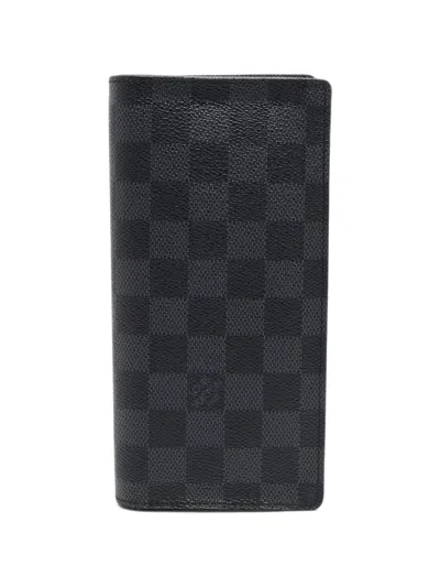 Pre-owned Louis Vuitton Brazza Damier Graphite Wallet In Black