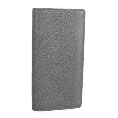 Pre-owned Louis Vuitton Brazza Grey Leather Wallet  ()