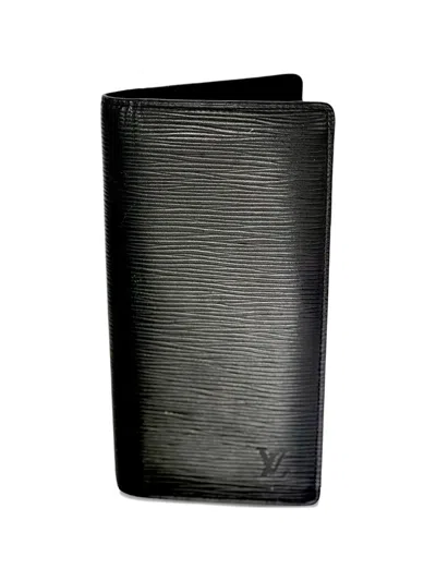 Pre-owned Louis Vuitton Brazza Leather Wallet In Black
