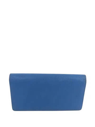 Pre-owned Louis Vuitton Brazza Leather Wallet In Blue