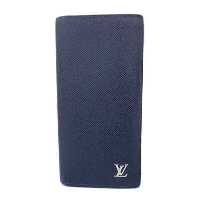Pre-owned Louis Vuitton Brazza Leather Wallet () In Blue