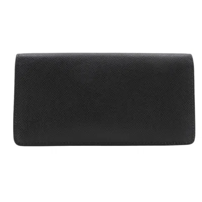 Pre-owned Louis Vuitton Brazza Long Bifold Wallet Taiga Leather Black Leather Wallets Accessory ()