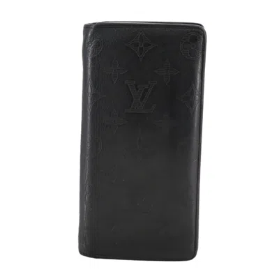 Pre-owned Louis Vuitton Brazza (monogram Shadow) Black Leather Wallet  ()