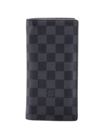 Pre-owned Louis Vuitton Brazza Wallet Damier Graphite Small Wallets In Black