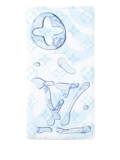 Pre-owned Louis Vuitton Brazza Wallet Limited Edition Aquagarden Monogram Canvas Small Wallets In Blue