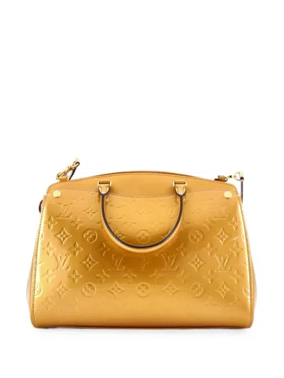 Pre-owned Louis Vuitton Brea Nm Handbag Monogram Vernis Mm Satchel In Gold