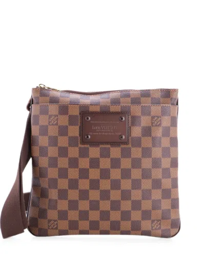 Pre-owned Louis Vuitton Brooklyn Pochette Plate Damier Crossbody Bag In Brown