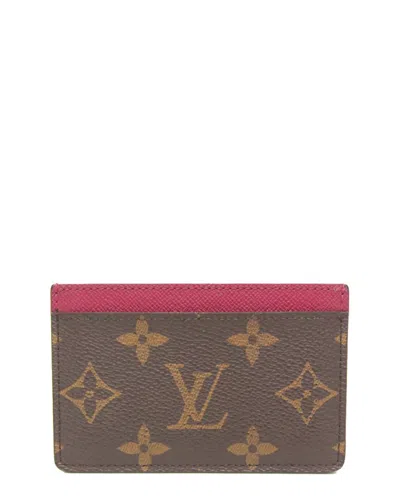 Pre-owned Louis Vuitton Brown & Fuchsia Monogram Canvas Card Case (authentic Pre-loved)