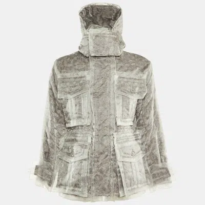 Pre-owned Louis Vuitton Brown & Grey Organza Layered Jacket S