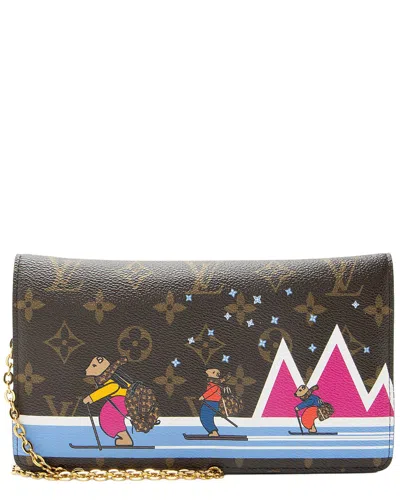 Pre-owned Louis Vuitton Brown & Multi Monogram Canvas & Leather Christmas Animation  Pochette (authentic Pre-l