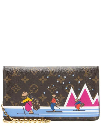Pre-owned Louis Vuitton Brown & Multi Monogram Coated Canvas Christmas Animation  Pochette (authentic Pre-love
